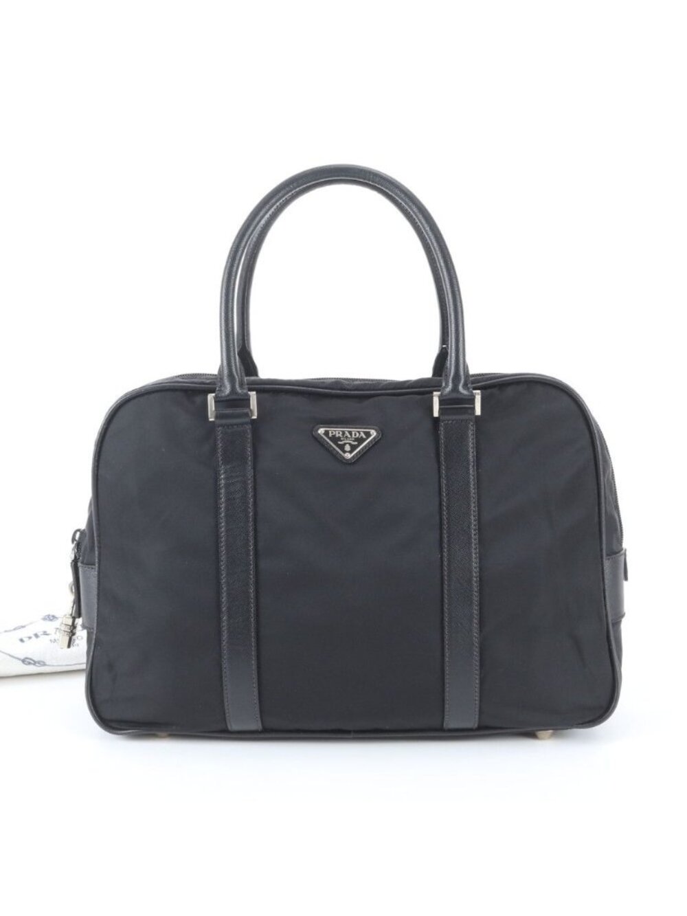 Prada Tessuto Nylon Saffiano Leather Business Tote Black
